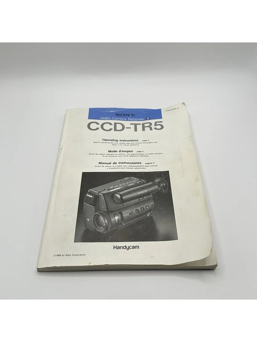 1989 SONY CCD-TR5 VCR 8 HANDYCAM OPERATING INSTRUCTIONS/MANUAL